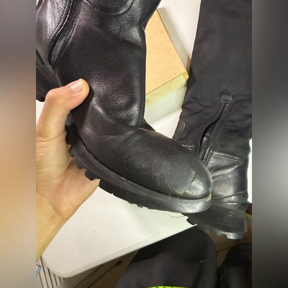 PRADA boots knee high 36.5 US 6.5 black leather nylon - Picture 11 of 16